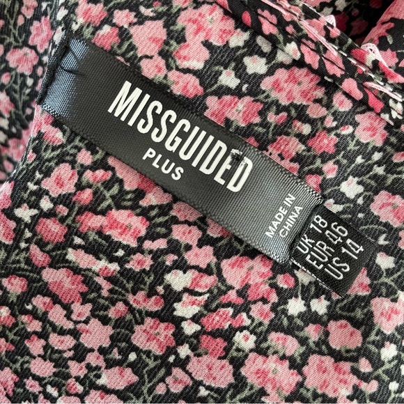 Missguided Plus Floral Wrap Dress Long Midi Length Waist Tie Lace Size 14 - Picture 8 of 8